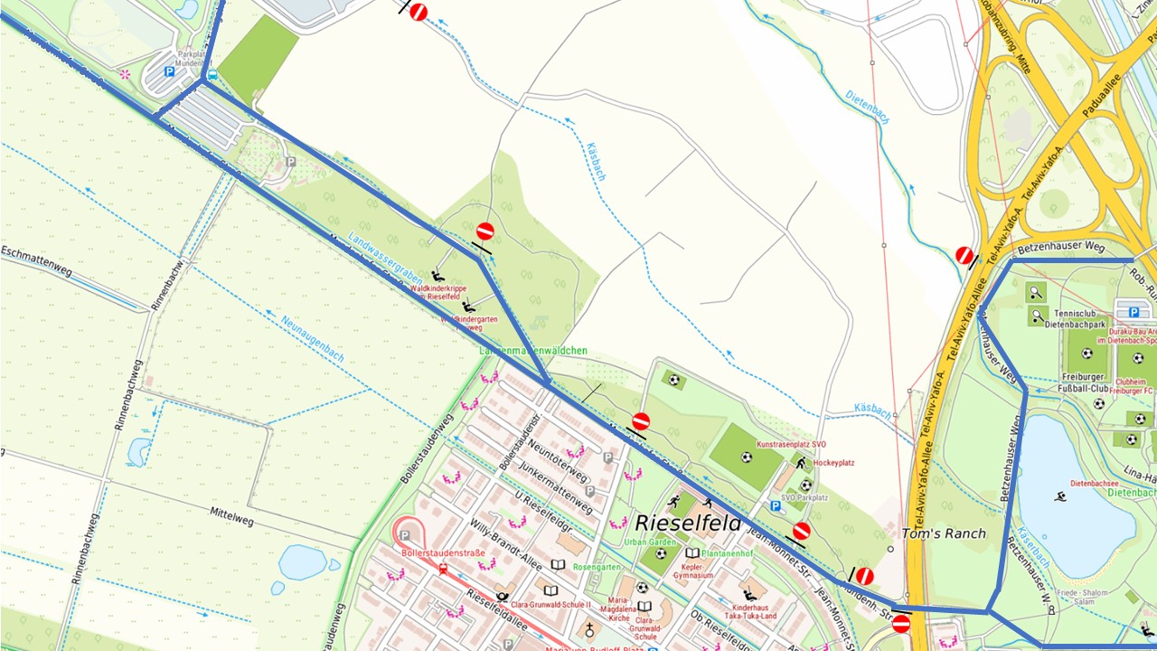 Aktuelle Umleitungen rund um Dietenbach