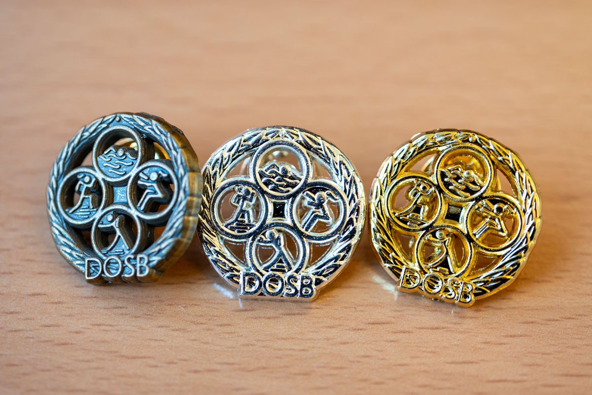 Sportabzeichen in gold, silber und bronze