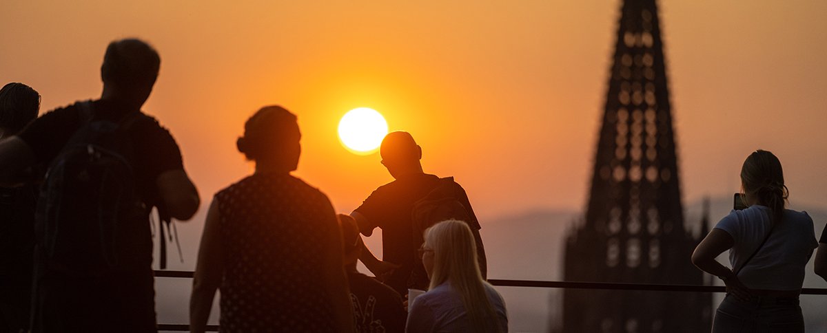 Blick aufs Münster bei Sonnenuntergang