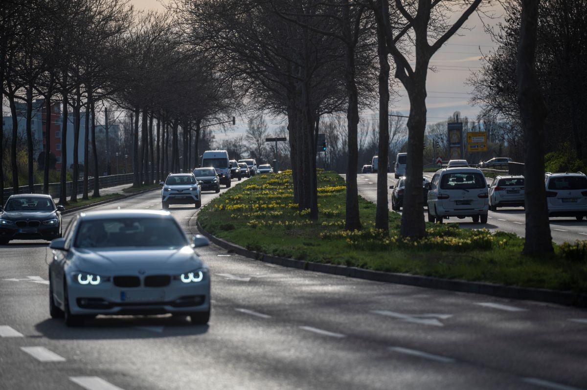 Autos fahren auf der Berliner Allee.