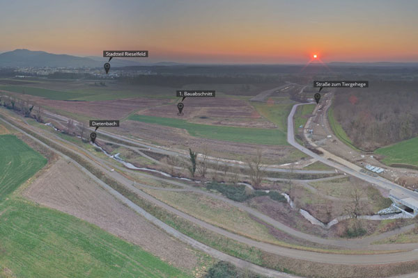 Blick auf das Baugebiet Dietenbach aus Richtung Norden